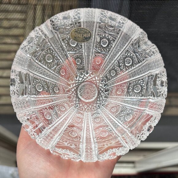 Vintage Bohemia Czechoslovakia Hand Cut Crystal Decorative Bowl - Picture 1 of 8